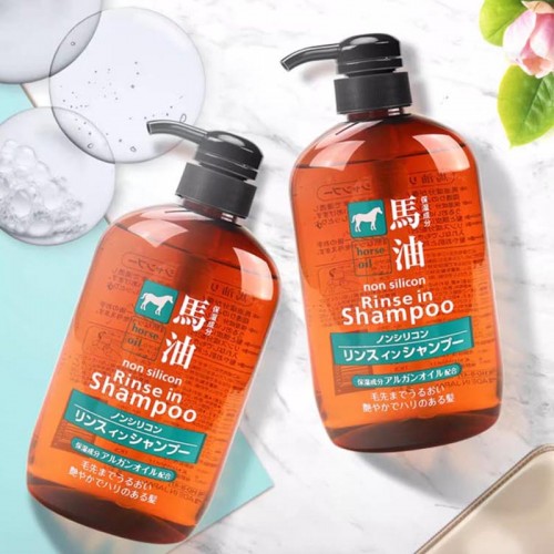 日本 马油洗发护发二合一600ml 护理受损发质_